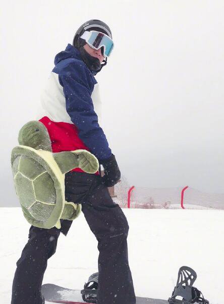 林更新的梗王 林更新滑雪小乌龟图片