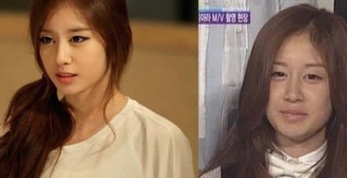 韩女星卸妆前后对比照图片 素颜真的没法看了吗